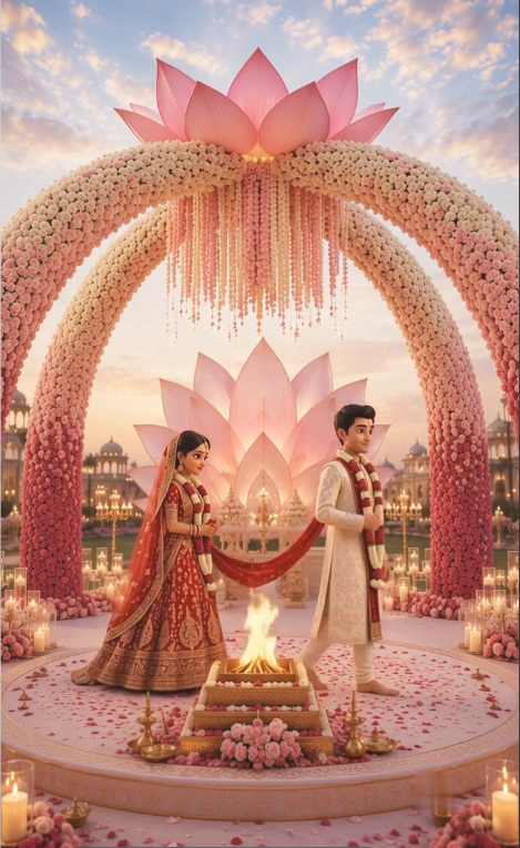 3D Wedding Invitation Video with Peacock Palace