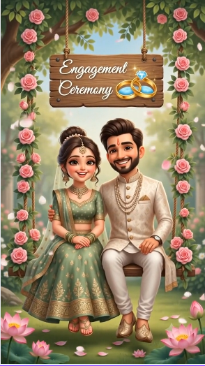 Charming Floral Couple Engagement Invitation Video