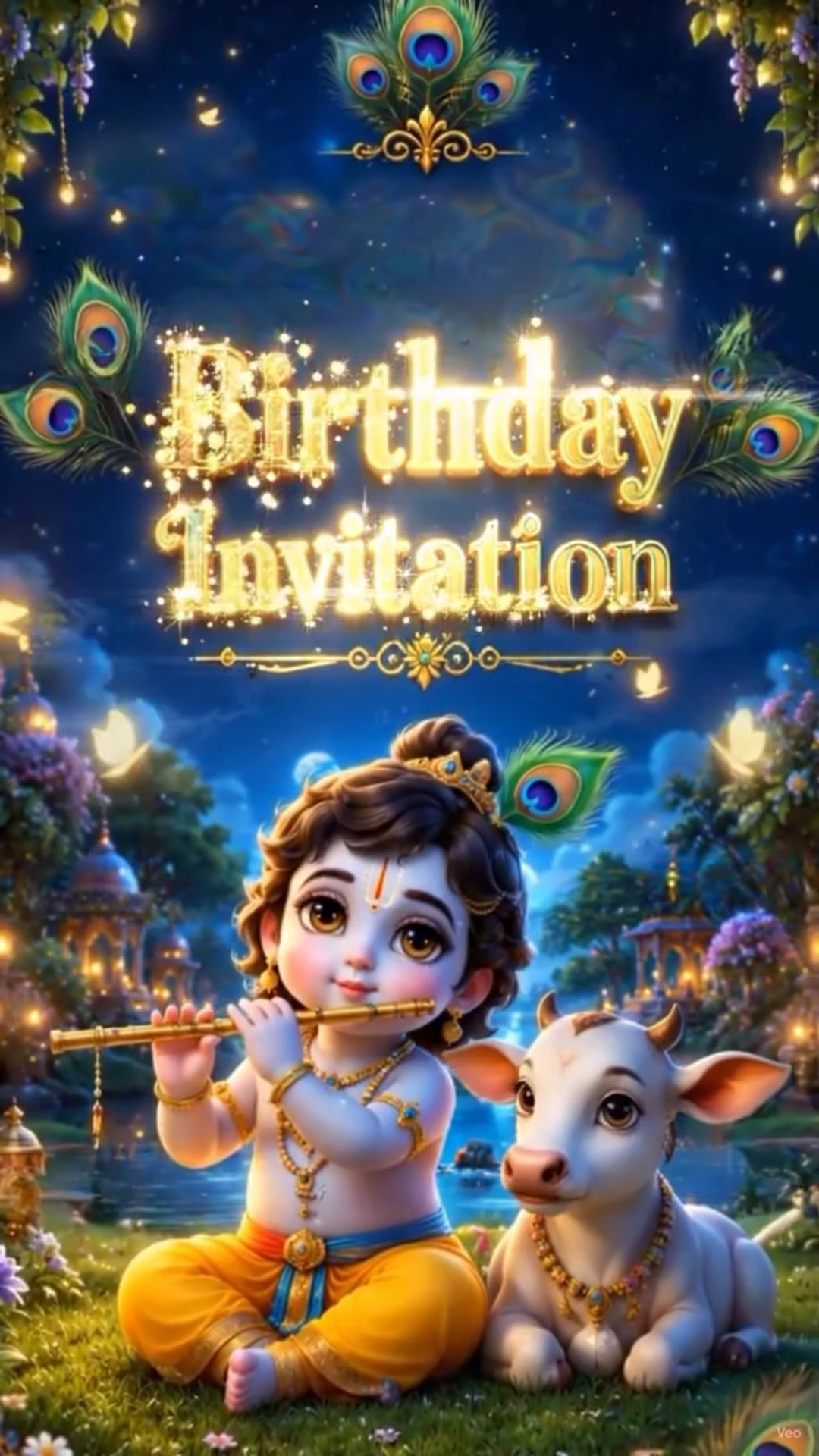 Krishna Theme Birthday Invitation vedio Card