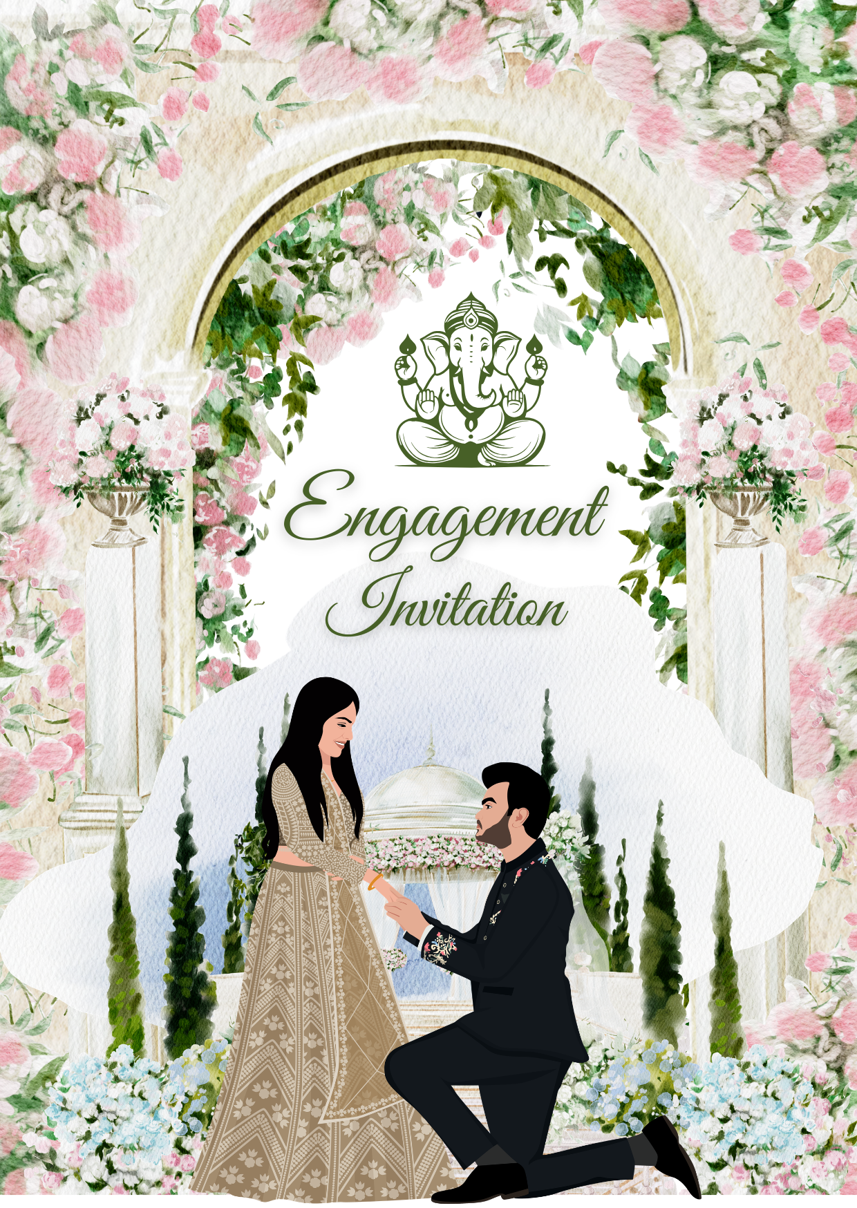 Romantic Garden Hindu Engagement Invitation Video